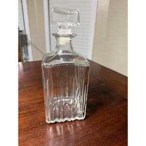 vintage square glass whiskey decanter manufactured in Italy